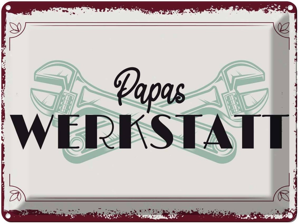 [LA-138408] Blechschild 30x40 cm Papas Werkstatt Auto Garage