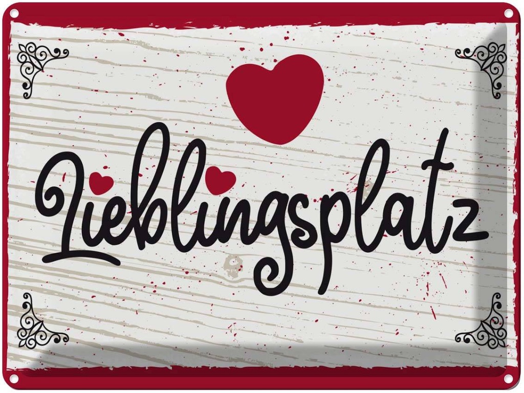 [LA-138411] Blechschild 30x40 cm Lieblingsplatz Herz rot Witz Humor Lustig Spaß Dekoration