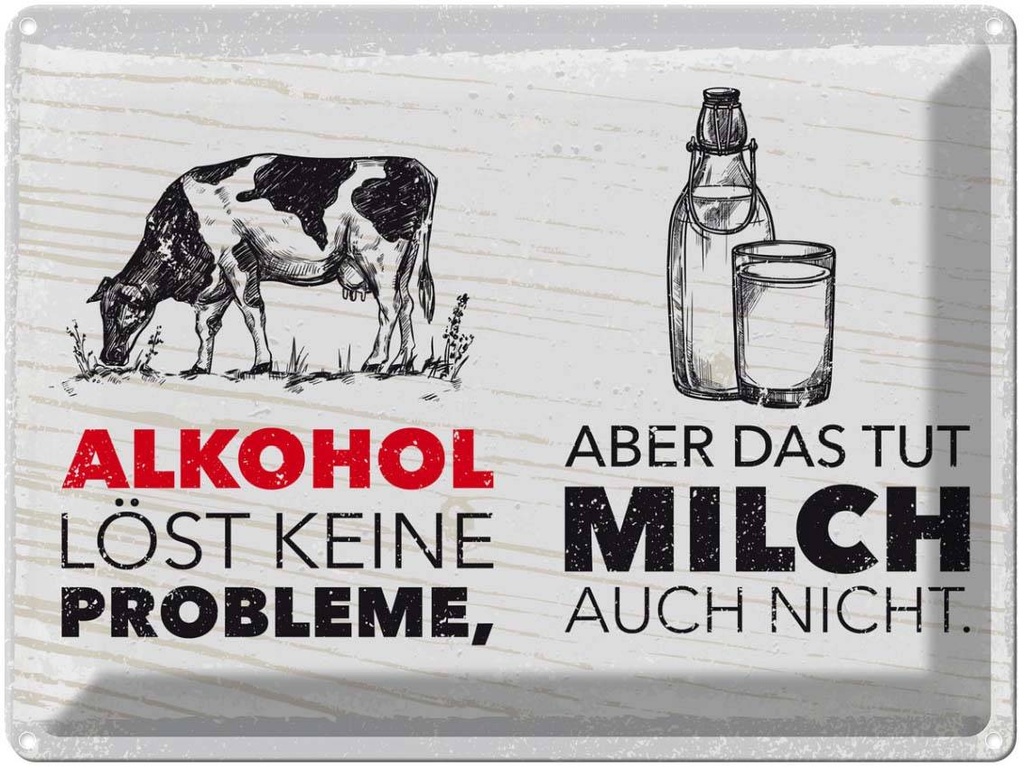 [LA-138425] Blechschild 30x40 cm Alkohol löst keine Probleme Essen Trinken Bar Club