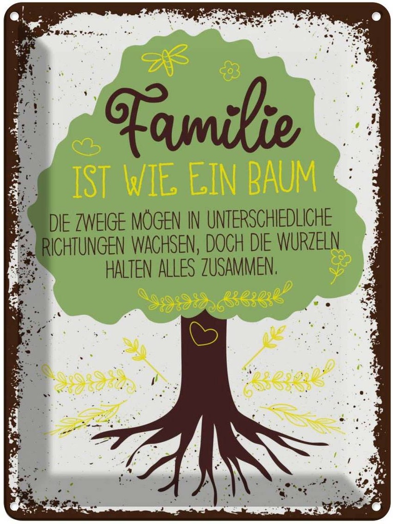 [LA-138428] Blechschild 40x30 cm Familie ist wie ein Baum Freunde