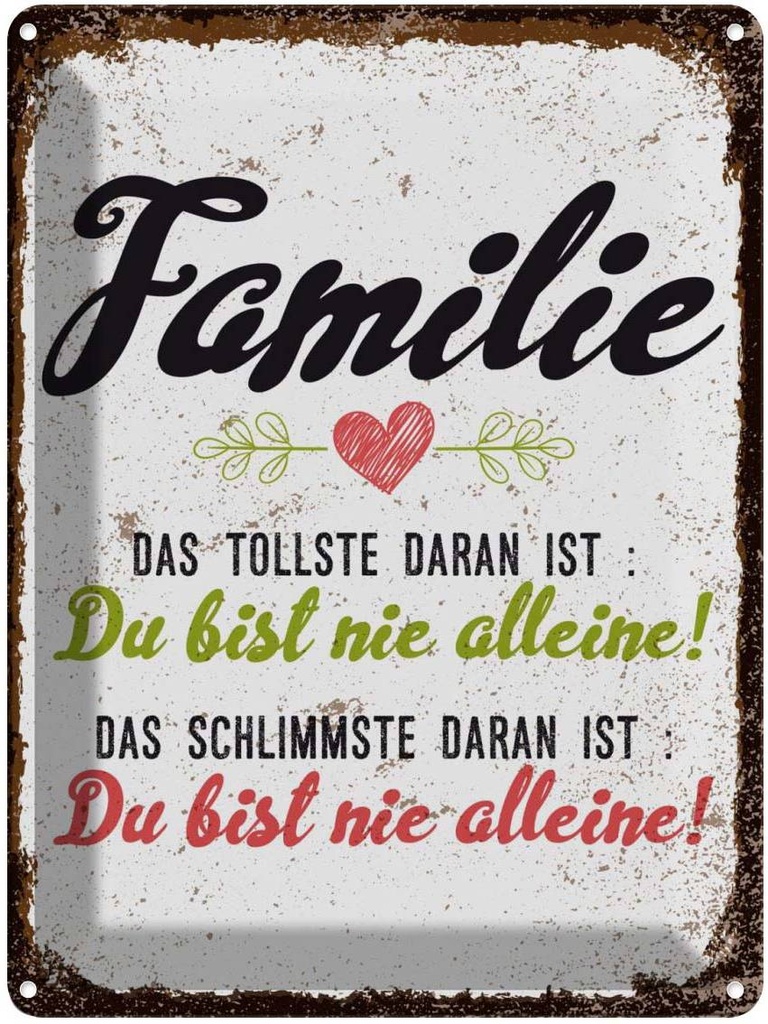 [LA-138438] Blechschild 40x30 cm Familie das tollste daran ist Freunde