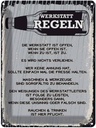 Blechschild 40x30 cm Werkstatt Regeln schwarz weiß Auto Garage
