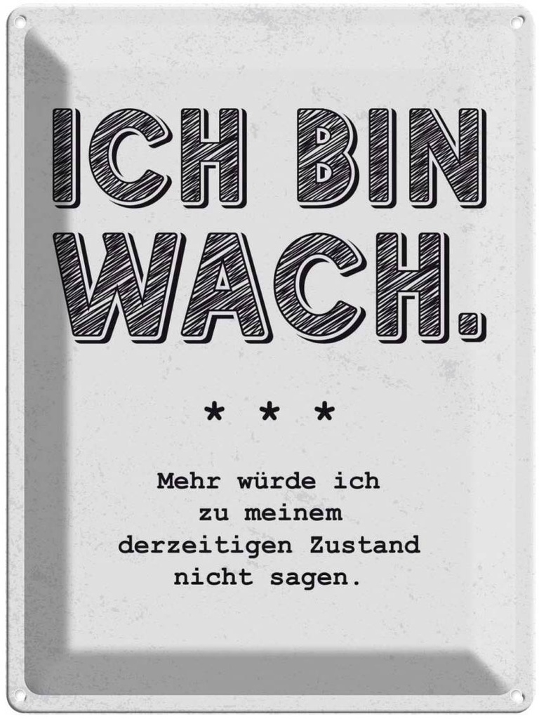 [LA-138496] Blechschild 40x30 cm lustig Zustand Ich bin wach Witz Humor Spaß Dekoration