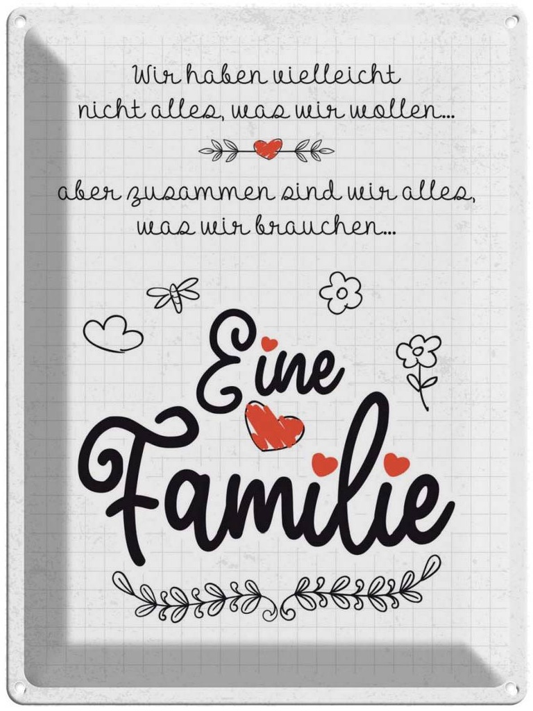 [LA-138500] Blechschild 40x30 cm Familie Wir haben nicht alles aber Freunde
