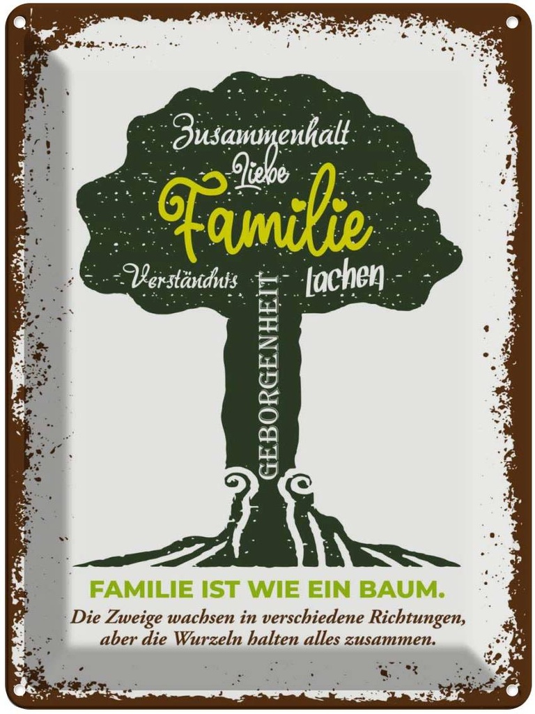 [LA-138516] Blechschild 40x30 cm Familie ist wie ein Baum Freunde