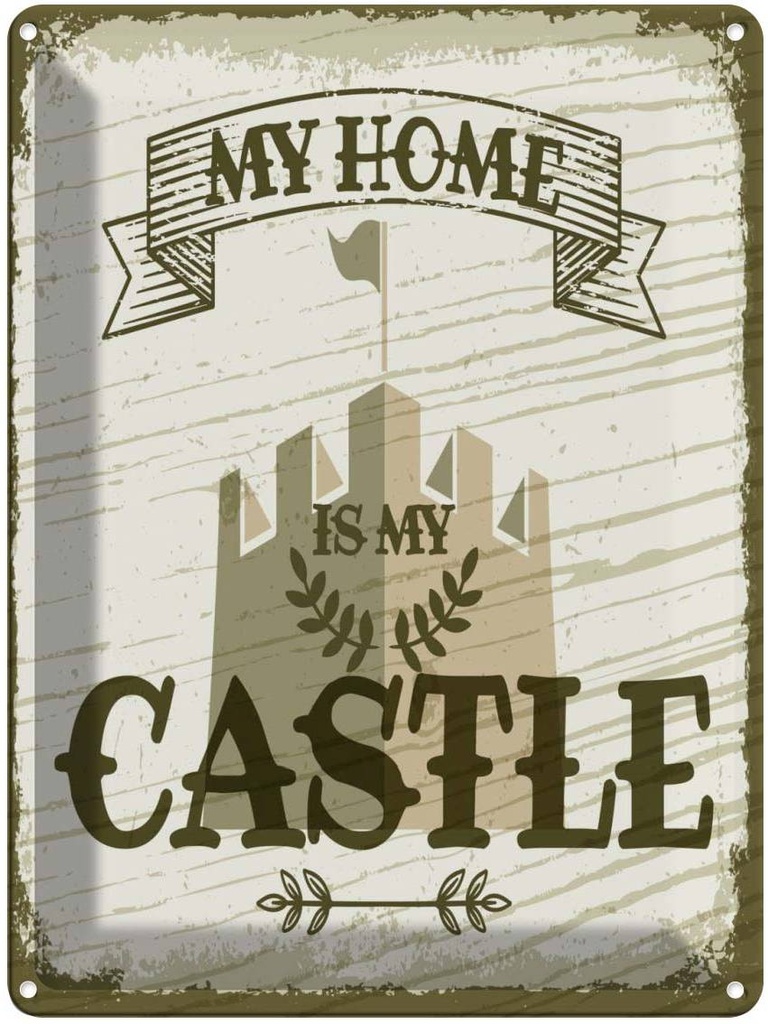 [LA-138525] Blechschild 40x30 cm My home is Castle Schloss Dekoration