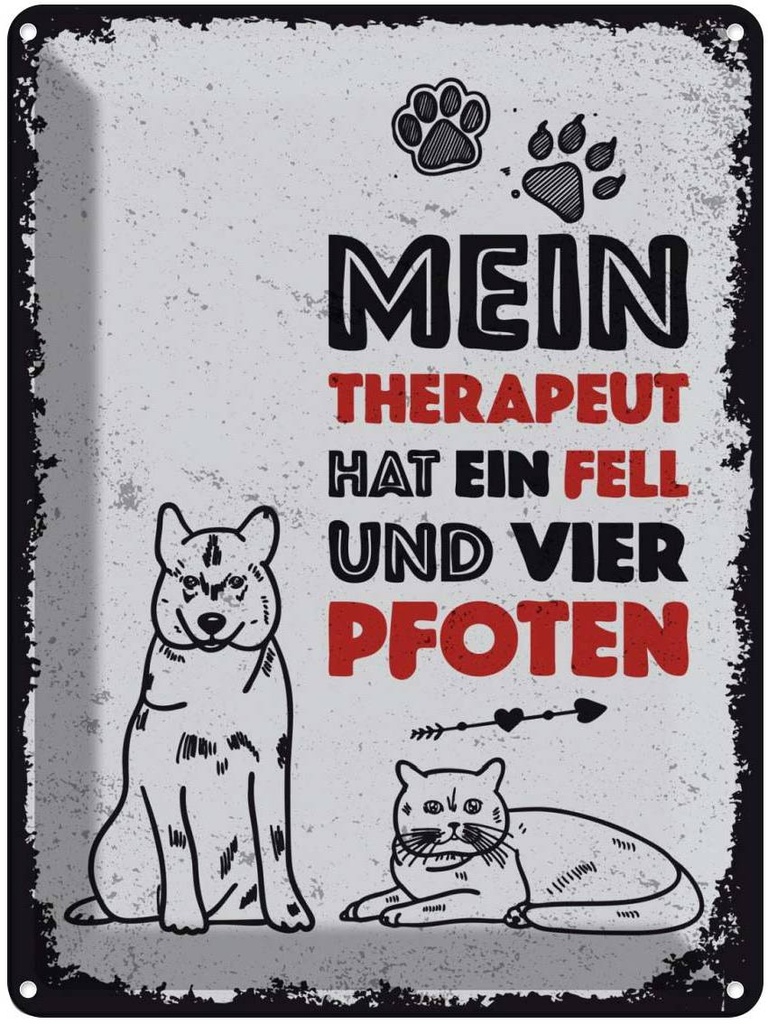 [LA-138530] Blechschild 40x30 cm Tiere Mein Therapeut 4 Pfoten Tier Haustier