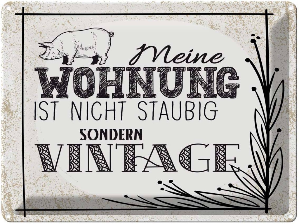 [LA-138547] Blechschild 30x40 cm Wohnung nicht staubig Vintage Dekoration Spruch Zitat