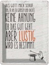 Blechschild 40x30 cm lustig als Gott mich schuff Witz Humor Spaß Dekoration