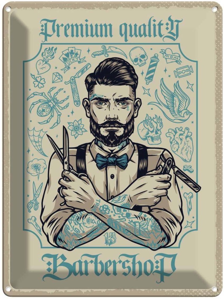 [LA-138564] Blechschild 40x30 cm Barbershop Premium quality Beruf Arbeit