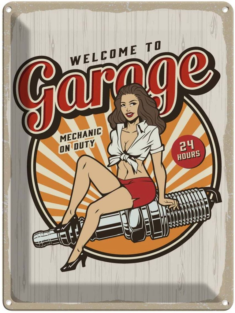 [LA-138569] Blechschild 40x30 cm Pinup Welcome to Garage Mechanic on Pin Up
