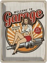 Blechschild 40x30 cm Pinup Welcome to Garage Mechanic on Pin Up
