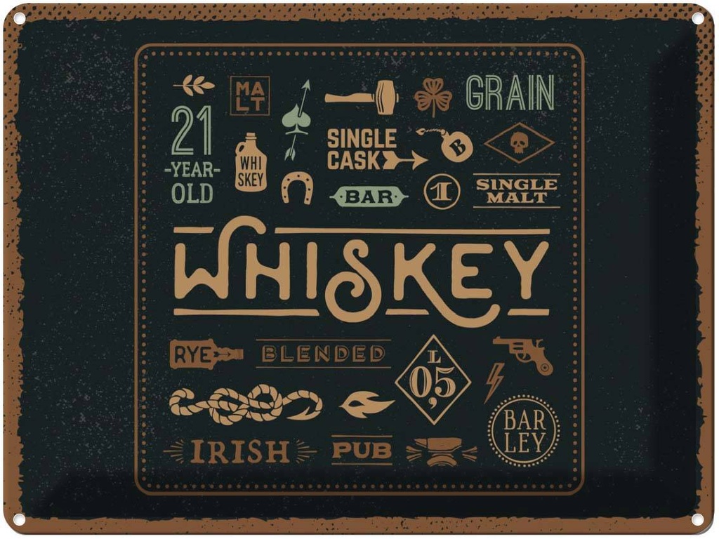 [LA-138574] Blechschild 30x40 cm Whiskey Alkohol blended irish pub Essen Trinken Bar Club