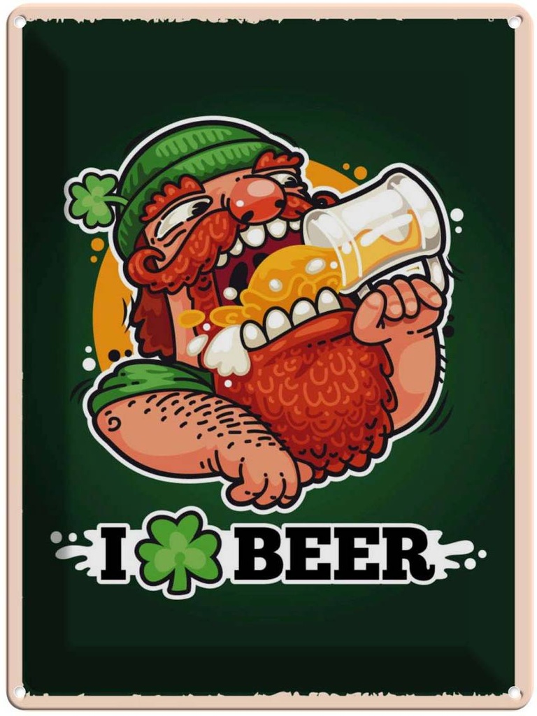[LA-138577] Blechschild 40x30 cm Alkohol i love Beer Bier Essen Trinken Bar Club