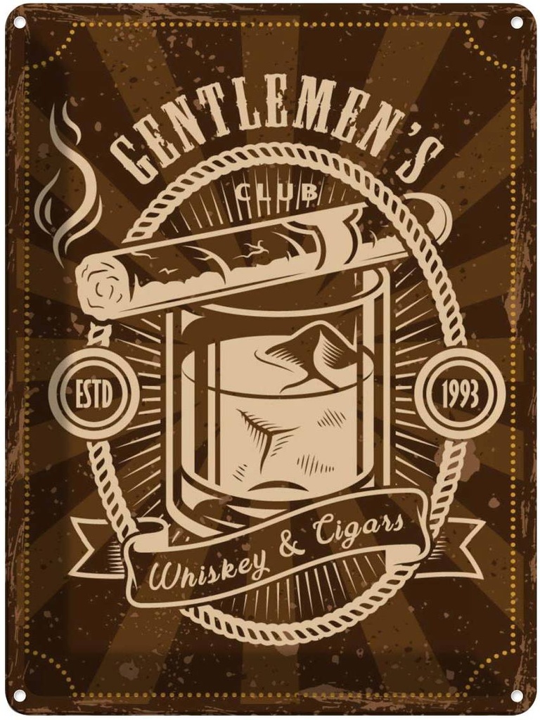 [LA-138578] Blechschild 40x30 cm Gentlemen`s Club Whiskey & Cigars