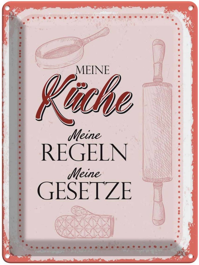 [LA-138603] Blechschild 40x30 cm Meine Küche Regeln Kochen Essen