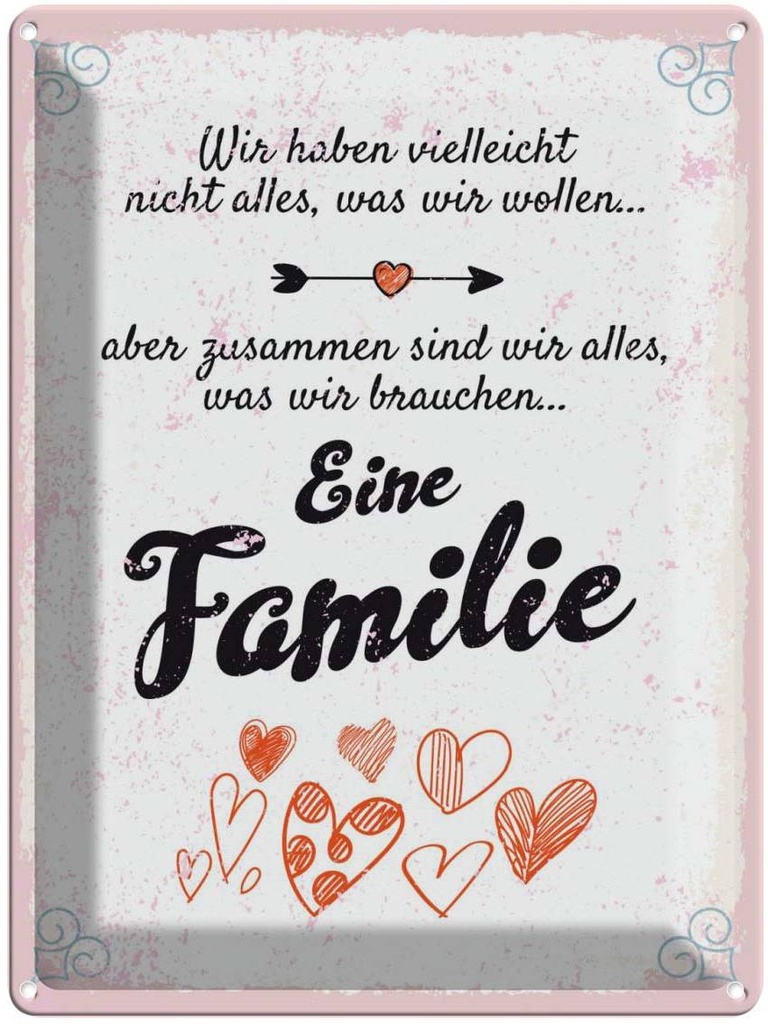 [LA-138615] Blechschild 40x30 cm Familie Zusammen sind wir alles Freunde