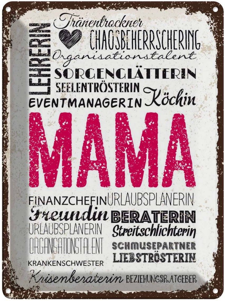 [LA-138626] Blechschild 40x30 cm Mama Lehrerin Freundin Köchin Familie Freunde