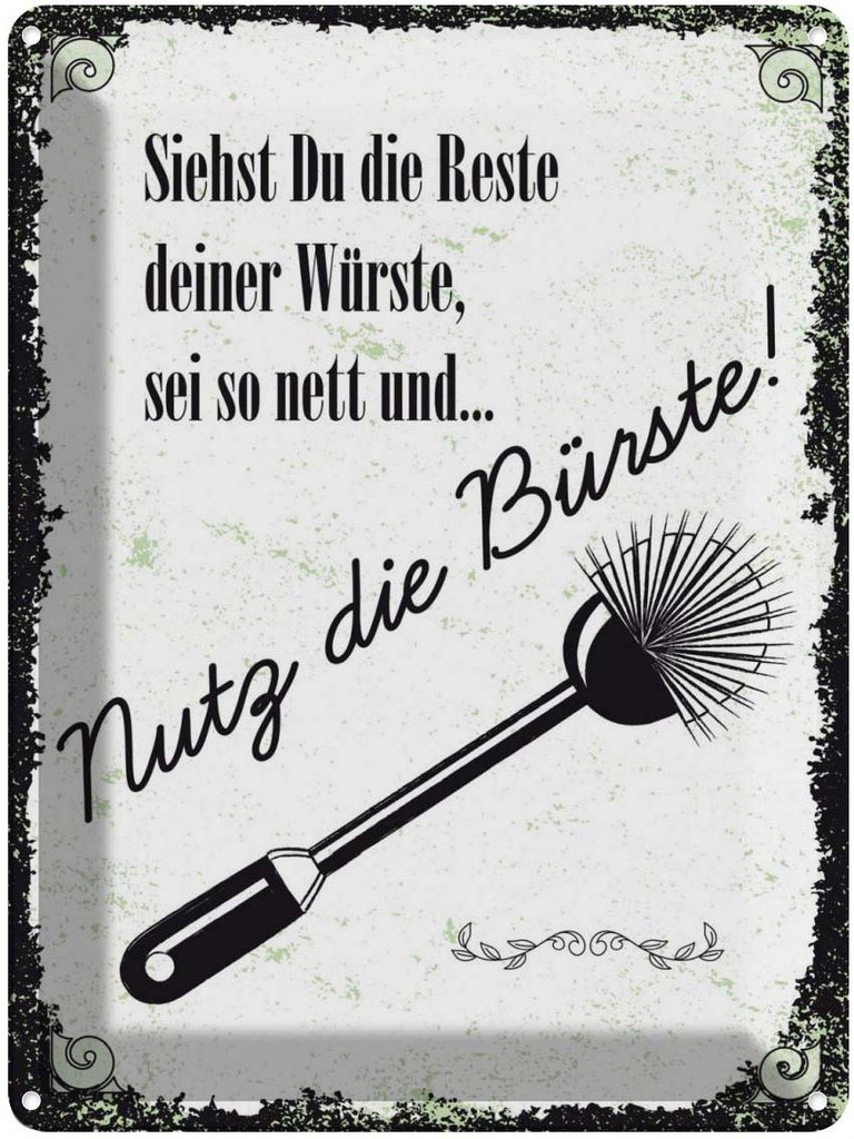 [LA-138636] Blechschild 40x30 cm lustig siehst du Reste nutz Bürste Witz Humor Spaß