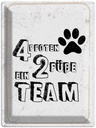 Blechschild 40x30 cm Tiere 4 Zitat Pfoten ein 2 Füße Team Tier Haustier Spruch