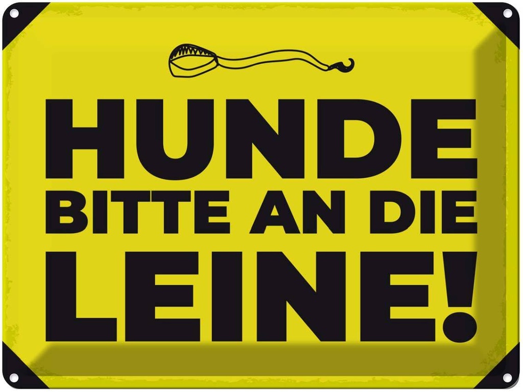 [LA-138666] Blechschild 30x40 cm Hunde bitte an die Leine Warnschild Hinweisschild Sicherheit Vorsicht