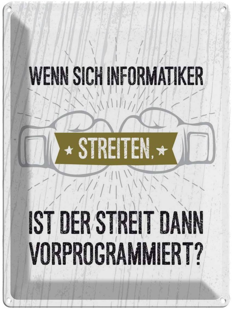 Blechschild 40x30 cm Wenn sich Informatiker streiten Spruch Zitat