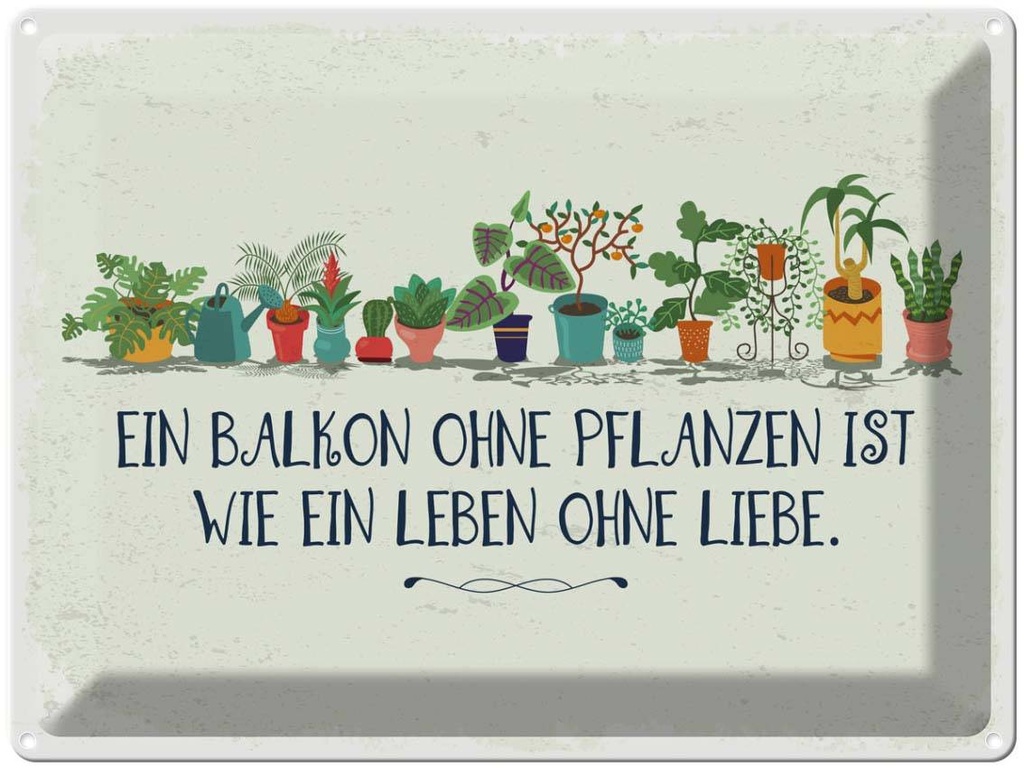 [LA-138684] Blechschild 30x40 cm Balkon ohne Pflanzen Leben Spruch Zitat