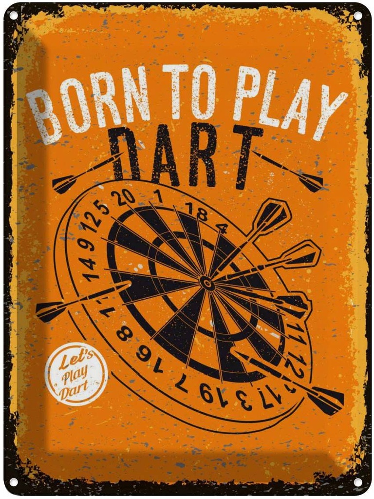 Blechschild 40x30 cm Born to play Dart Let`s Dekoration