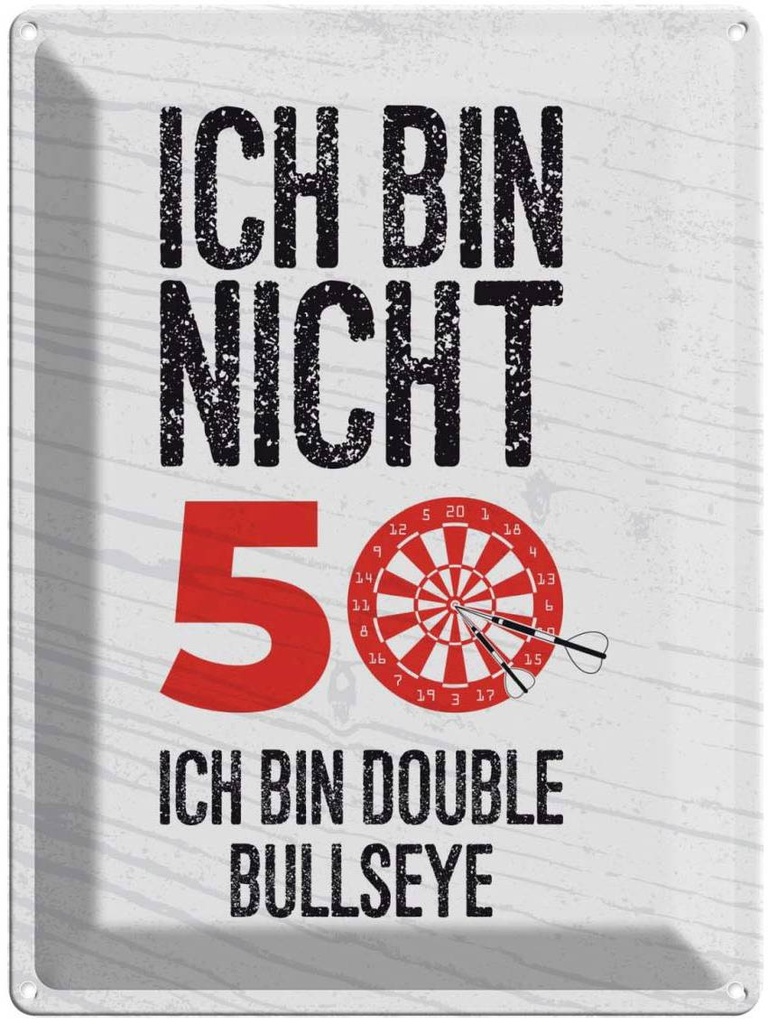 [LA-138695] Blechschild 40x30 cm Dart bin nicht 50 Double Bullseye Sport Hobby Spruch Zitat