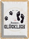 Blechschild 40x30 cm Zusammen Glücklich Hund Mensch Tier Haustier