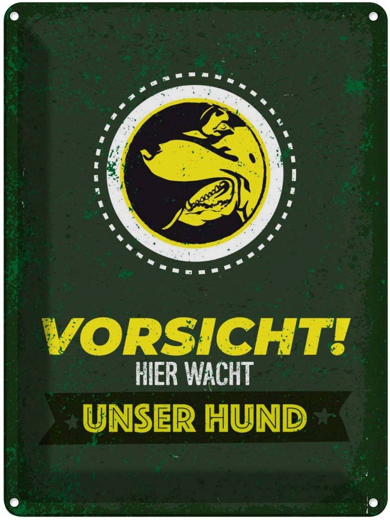 Blechschild 40x30 cm Vorsicht hier wacht unser Hund Tier Haustier