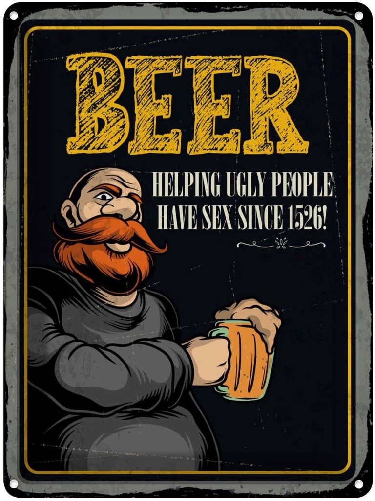 Blechschild 40x30 cm Beer Helping ugly people have Sex