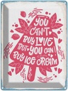 Blechschild 40x30 cm Can´t buy love but Ice Cream Essen Trinken