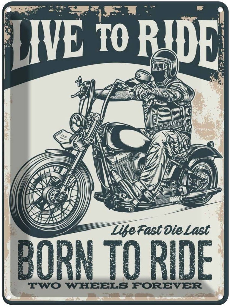Blechschild 40x30 cm Biker Motorrad born to ride Sport Hobby