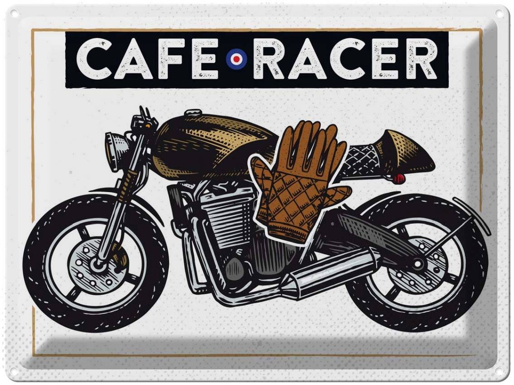 [LA-138728] Blechschild 30x40 cm Motorcycle Cafe Racer Motorrad Auto Garage Werkstatt
