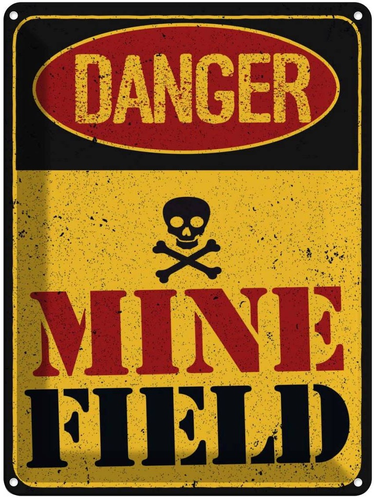 Blechschild 40x30 cm Danger Mine Field Minenfeld Warnschild Hinweisschild Sicherheit Vorsicht