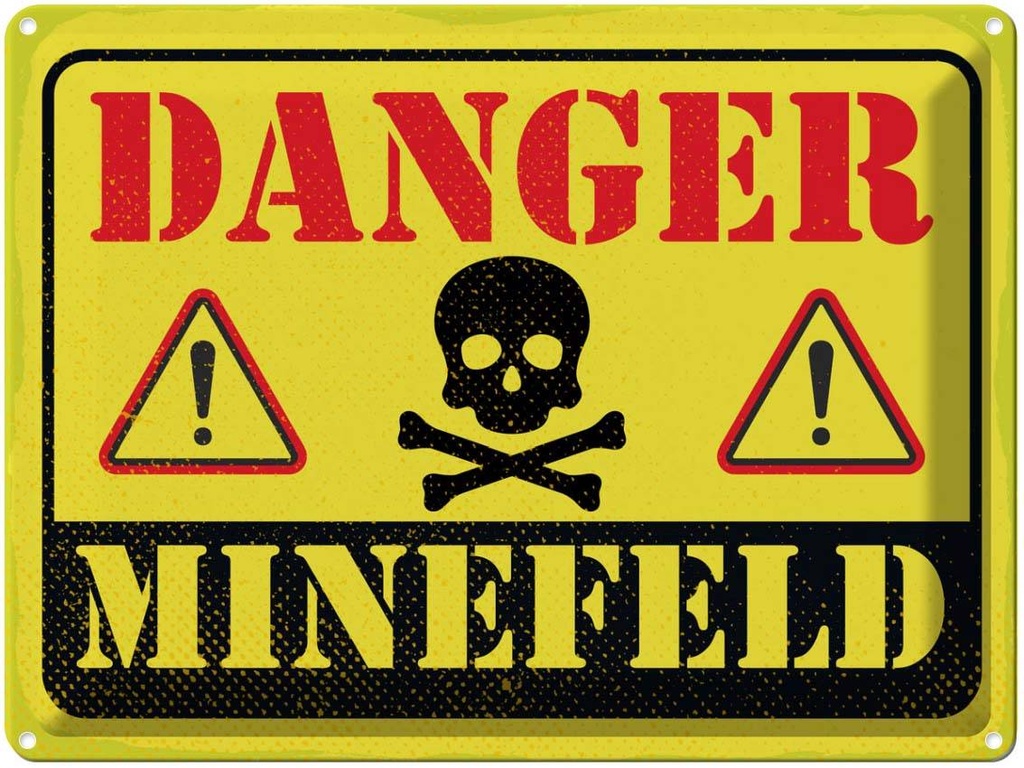 [LA-138732] Blechschild 30x40 cm Danger Mine Field Minenfeld Warnschild Hinweisschild Sicherheit Vorsicht