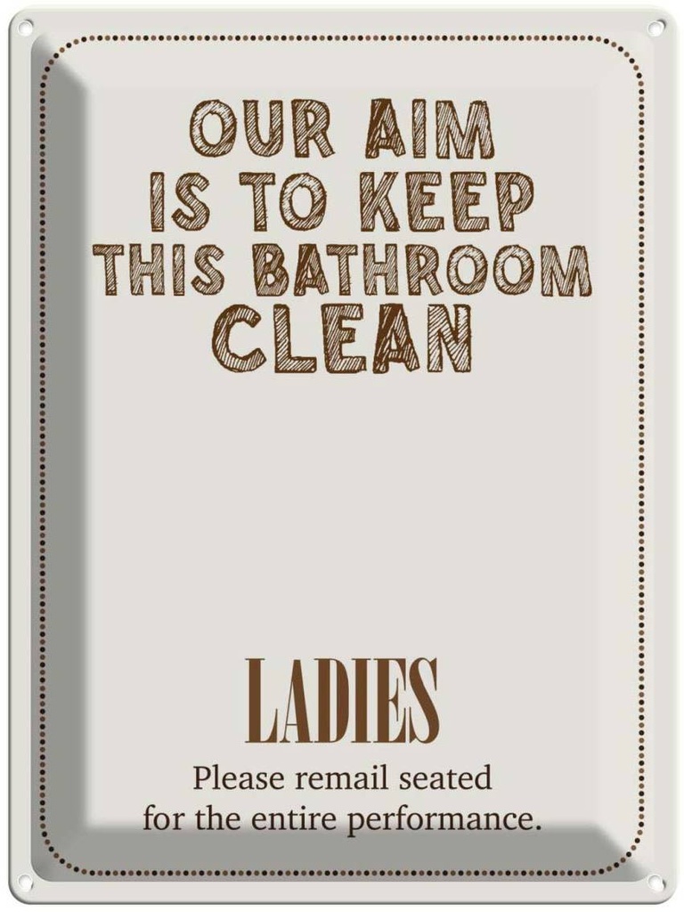 Blechschild 40x30 cm Keep this bathroom clean Warnschild Hinweisschild Sicherheit Vorsicht