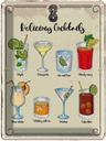 Blechschild 40x30 cm Cocktails Mojito Martini Margarita Essen Trinken