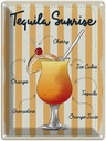 Blechschild 40x30 cm Tequila Sunrise Cherry Orange Essen Trinken