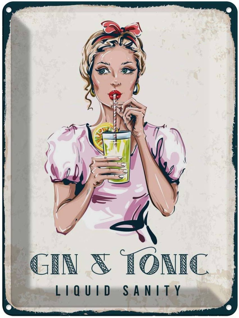 Blechschild 40x30 cm Gin & Tonic Liquid Sanity Essen Trinken