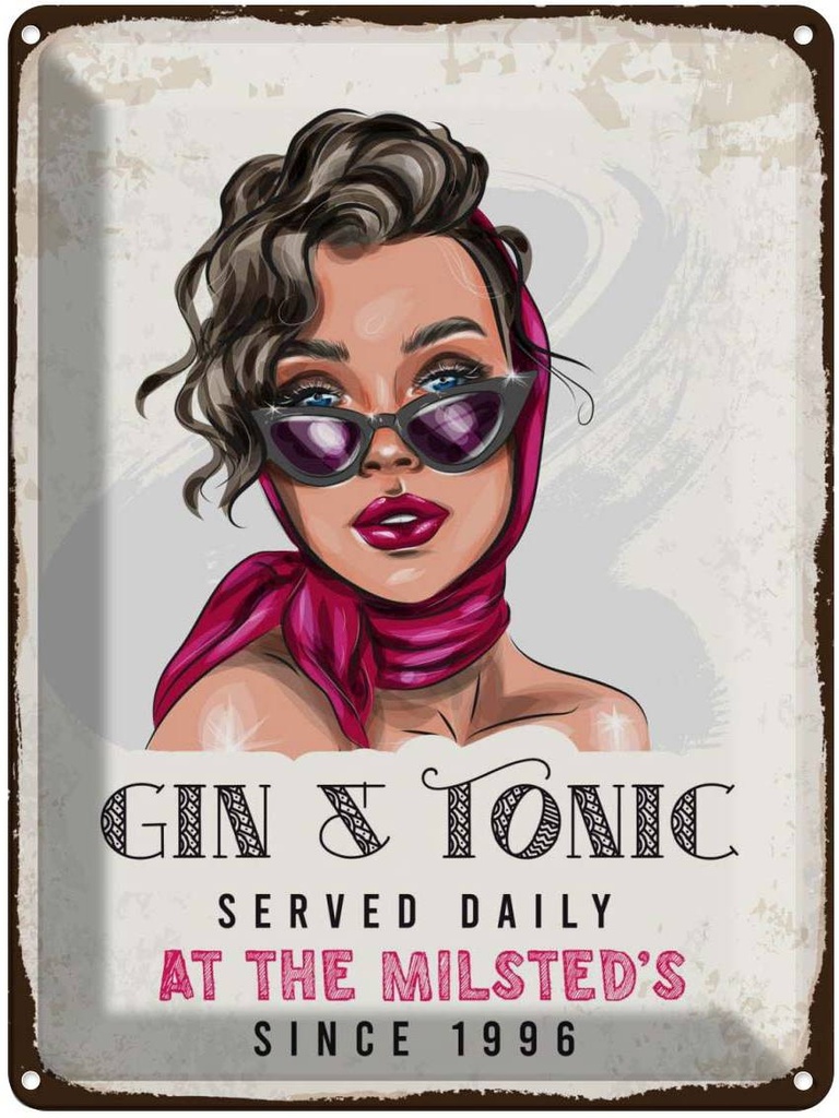 Blechschild 40x30 cm Gin & Tonic Served Daily Milsted´s Essen Trinken
