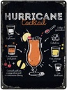 Blechschild 40x30 cm Hurricane Cocktail Recipe Essen Trinken