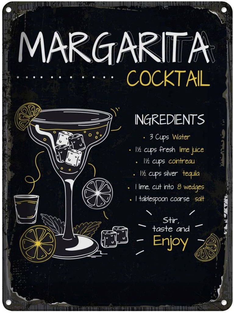 Blechschild 40x30 cm Margarita Cocktail Recipe Essen Trinken