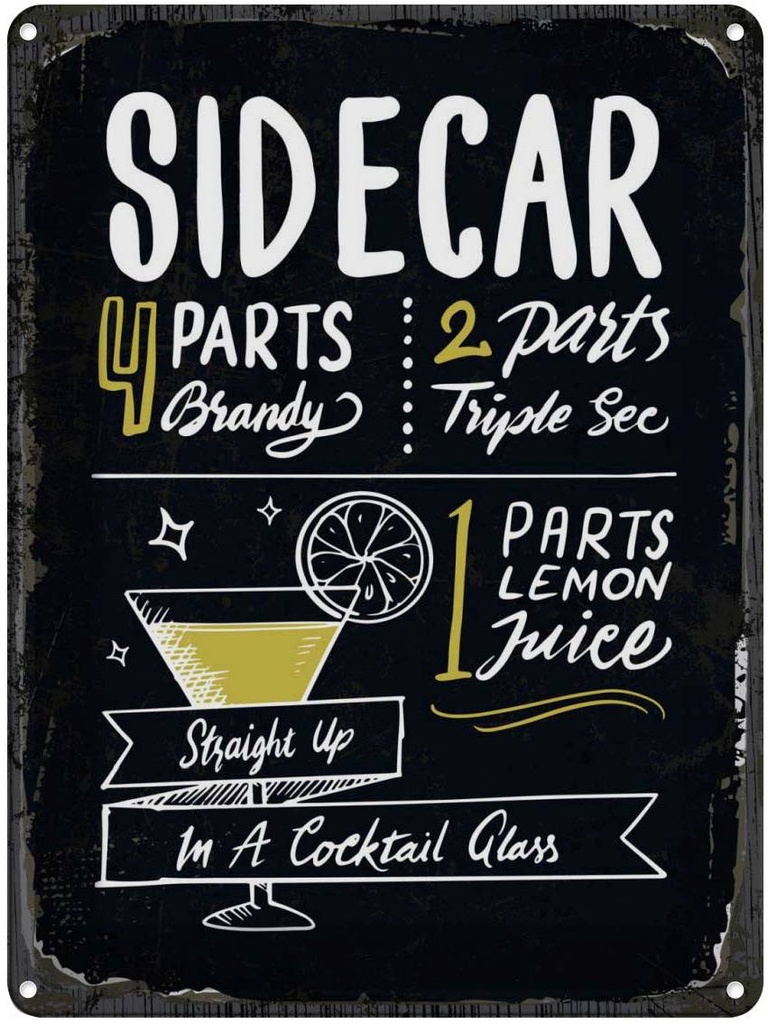 [LA-138761] Blechschild 40x30 cm Sidecar Cocktail Recipe Küche Kochen Essen