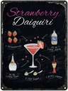 Blechschild 40x30 cm Strawberry Daiquiri Cocktail Essen Trinken