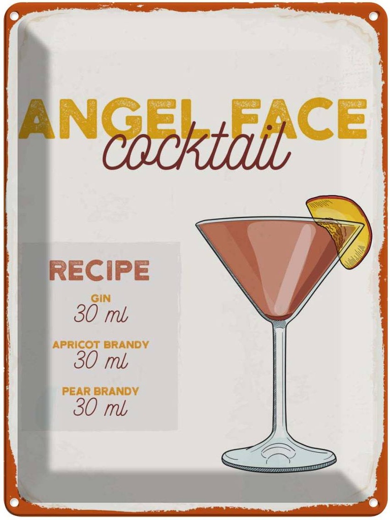 Blechschild 40x30 cm Angel Face Cocktail Recipe Essen Trinken