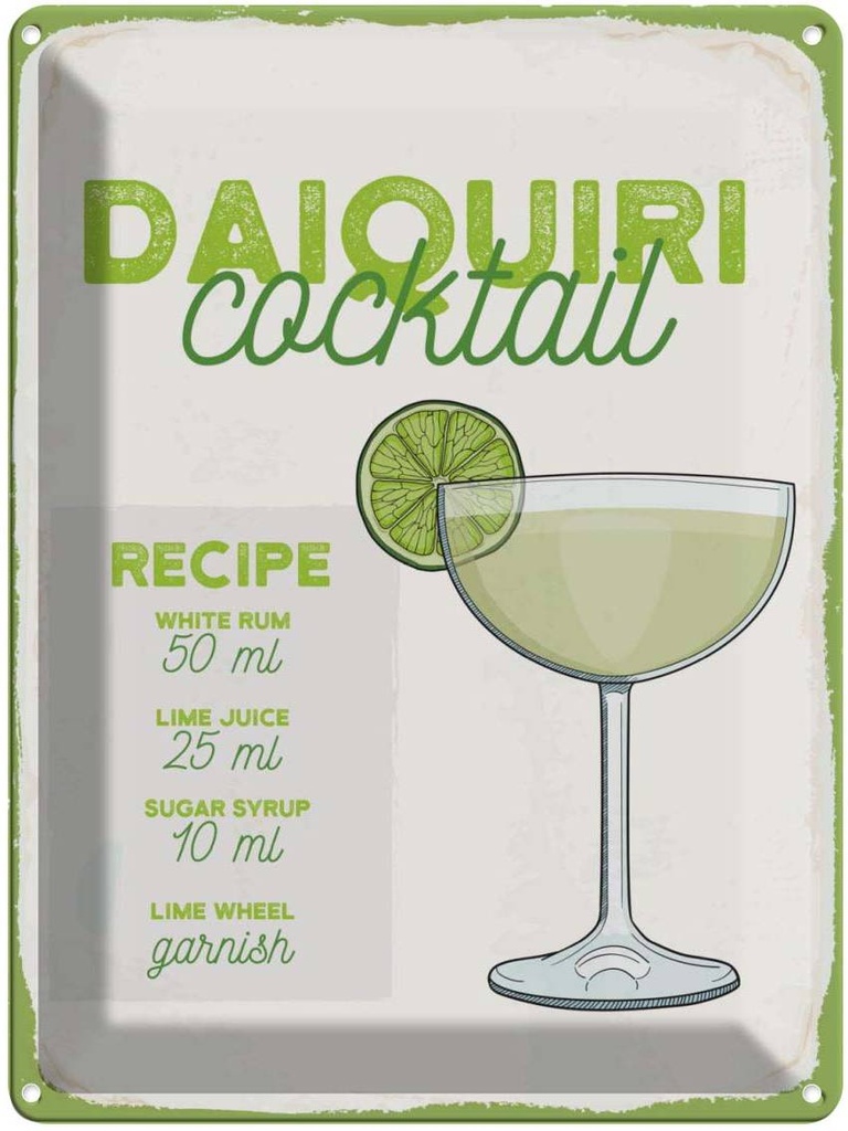 Blechschild 40x30 cm Daiquiri Cocktail Recipe Essen Trinken