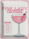 Blechschild 40x30 cm Pink Lady Cocktail Recipe Essen Trinken