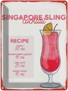 Blechschild 40x30 cm Singapore Sling Cocktail Recipe Abenteuer Reisen